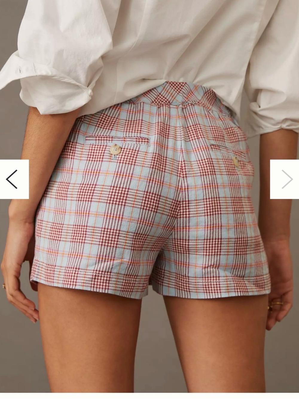 Anthropologie Maeve Light Blue and Raspberry Plaid Shorts size 10 - Picture 2 of 8